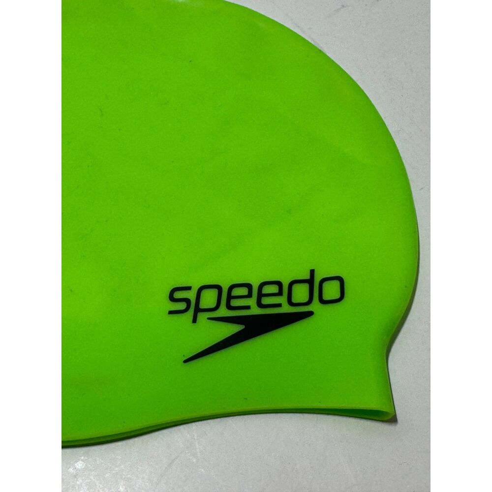 Speedo Solid Silicone Swim Cap Neon Lime Green Adult Unisex Pool